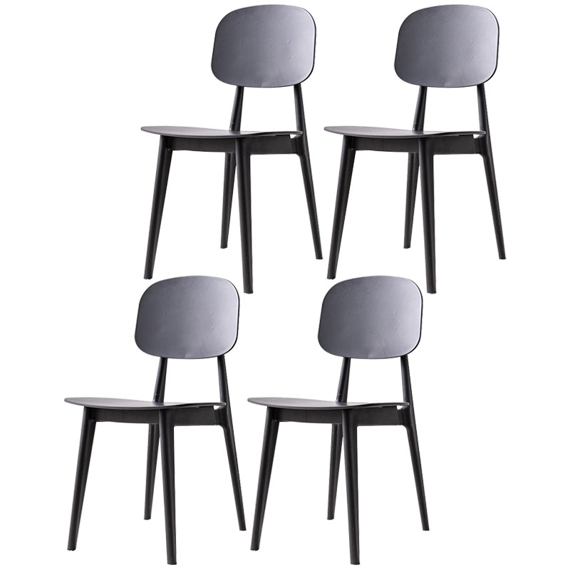 Scandinavian Style Plastic Dining Armless Chair Windsor Back Side Chair for Home Use Black Open 4 Piece Set Clearhalo ' kitchen&dining_furn' 'Dining Chairs' 'Dining Tables & Seating' 'dining_chair' 'furn' 'furn_dining_chair' 'Furniture' 'furniture_dining_chair' 'Kitchen & Dining Furniture' 'kitchen' 3662883