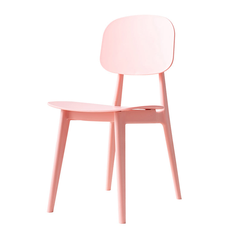 Scandinavian Style Plastic Dining Armless Chair Windsor Back Side Chair for Home Use Pink Open 1 Piece Clearhalo ' kitchen&dining_furn' 'Dining Chairs' 'Dining Tables & Seating' 'dining_chair' 'furn' 'furn_dining_chair' 'Furniture' 'furniture_dining_chair' 'Kitchen & Dining Furniture' 'kitchen' 3662884