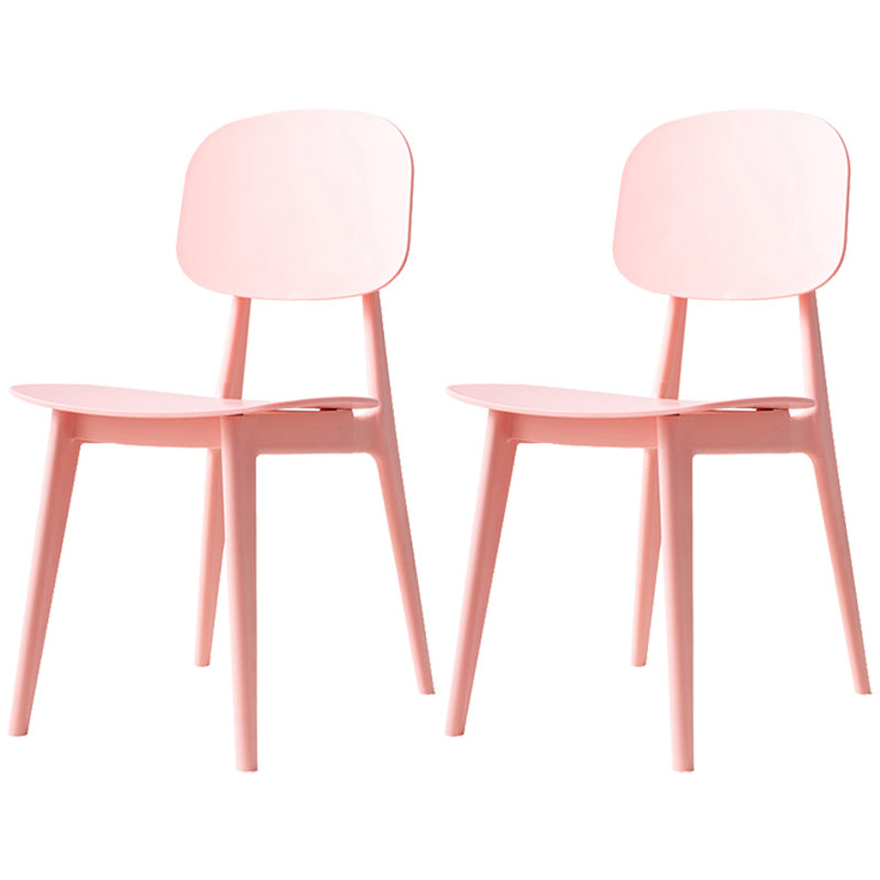 Scandinavian Style Plastic Dining Armless Chair Windsor Back Side Chair for Home Use Pink Open 2 Piece Set Clearhalo ' kitchen&dining_furn' 'Dining Chairs' 'Dining Tables & Seating' 'dining_chair' 'furn' 'furn_dining_chair' 'Furniture' 'furniture_dining_chair' 'Kitchen & Dining Furniture' 'kitchen' 3662885