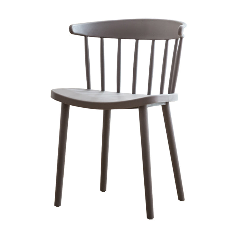 Scandinavian Style Plastic Dining Armless Chair Windsor Back Side Chair for Home Use Dark Coffee Windsor 1 Piece Clearhalo ' kitchen&dining_furn' 'Dining Chairs' 'Dining Tables & Seating' 'dining_chair' 'furn' 'furn_dining_chair' 'Furniture' 'furniture_dining_chair' 'Kitchen & Dining Furniture' 'kitchen' 3662887