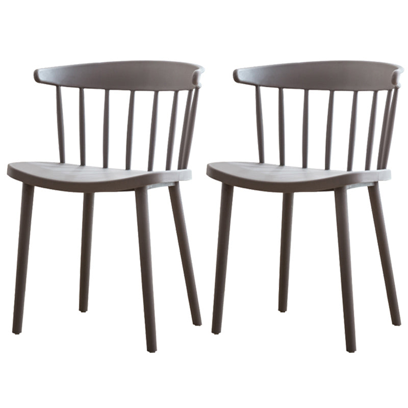 Scandinavian Style Plastic Dining Armless Chair Windsor Back Side Chair for Home Use Dark Coffee Windsor 2 Piece Set Clearhalo ' kitchen&dining_furn' 'Dining Chairs' 'Dining Tables & Seating' 'dining_chair' 'furn' 'furn_dining_chair' 'Furniture' 'furniture_dining_chair' 'Kitchen & Dining Furniture' 'kitchen' 3662888