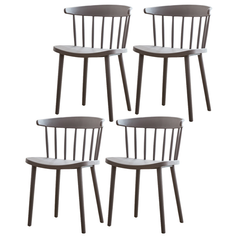 Scandinavian Style Plastic Dining Armless Chair Windsor Back Side Chair for Home Use Dark Coffee Windsor 4 Piece Set Clearhalo ' kitchen&dining_furn' 'Dining Chairs' 'Dining Tables & Seating' 'dining_chair' 'furn' 'furn_dining_chair' 'Furniture' 'furniture_dining_chair' 'Kitchen & Dining Furniture' 'kitchen' 3662889
