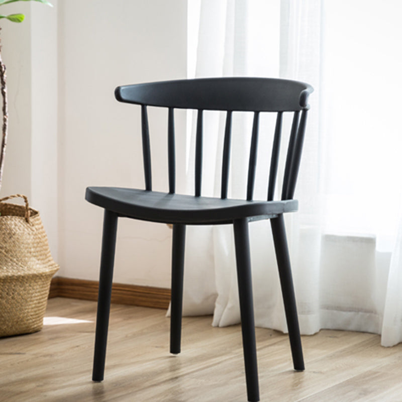 Scandinavian Style Plastic Dining Armless Chair Windsor Back Side Chair for Home Use Black Windsor 1 Piece Clearhalo ' kitchen&dining_furn' 'Dining Chairs' 'Dining Tables & Seating' 'dining_chair' 'furn' 'furn_dining_chair' 'Furniture' 'furniture_dining_chair' 'Kitchen & Dining Furniture' 'kitchen' 3662890