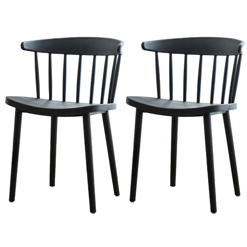 Scandinavian Style Plastic Dining Armless Chair Windsor Back Side Chair for Home Use Black Windsor 2 Piece Set Clearhalo ' kitchen&dining_furn' 'Dining Chairs' 'Dining Tables & Seating' 'dining_chair' 'furn' 'furn_dining_chair' 'Furniture' 'furniture_dining_chair' 'Kitchen & Dining Furniture' 'kitchen' 3662891