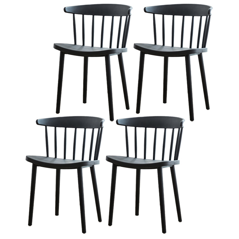 Scandinavian Style Plastic Dining Armless Chair Windsor Back Side Chair for Home Use Black Windsor 4 Piece Set Clearhalo ' kitchen&dining_furn' 'Dining Chairs' 'Dining Tables & Seating' 'dining_chair' 'furn' 'furn_dining_chair' 'Furniture' 'furniture_dining_chair' 'Kitchen & Dining Furniture' 'kitchen' 3662892