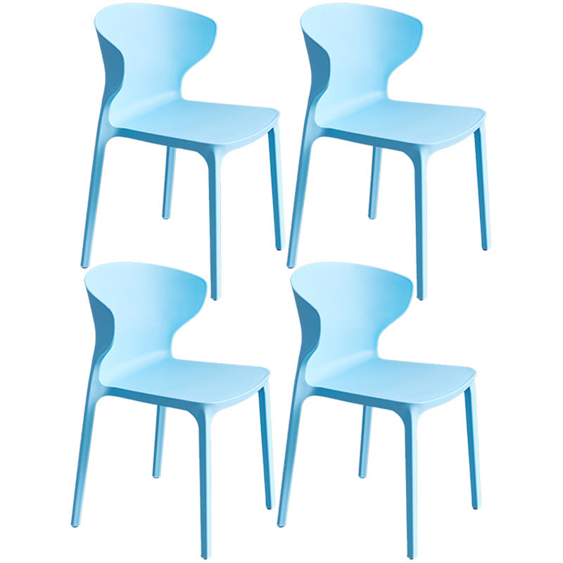 Scandinavian Style Plastic Dining Armless Chair Solid Back Side Chairs for Home Use Light Blue-White 4 Piece Set Clearhalo ' kitchen&dining_furn' 'Dining Chairs' 'Dining Tables & Seating' 'dining_chair' 'furn' 'furn_dining_chair' 'Furniture' 'furniture_dining_chair' 'Kitchen & Dining Furniture' 'kitchen' 3662902