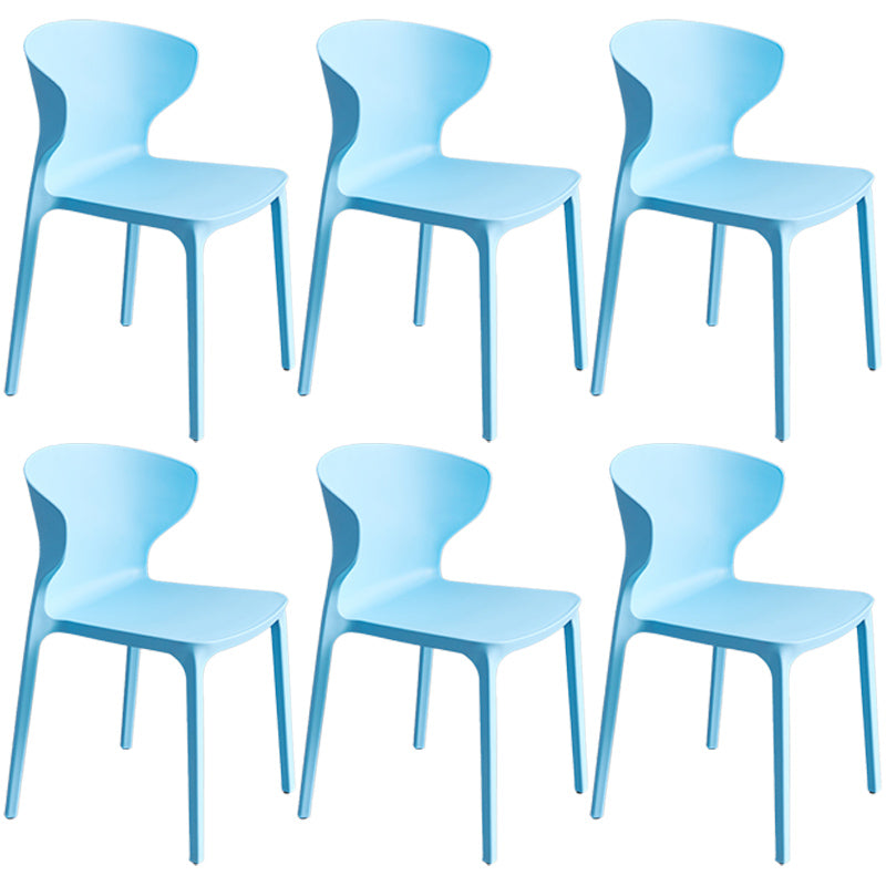Scandinavian Style Plastic Dining Armless Chair Solid Back Side Chairs for Home Use Light Blue-White 6 Piece Set Clearhalo ' kitchen&dining_furn' 'Dining Chairs' 'Dining Tables & Seating' 'dining_chair' 'furn' 'furn_dining_chair' 'Furniture' 'furniture_dining_chair' 'Kitchen & Dining Furniture' 'kitchen' 3662903