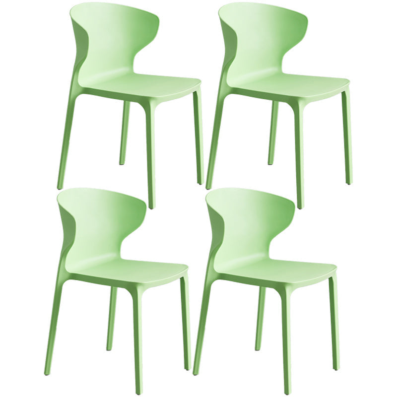 Scandinavian Style Plastic Dining Armless Chair Solid Back Side Chairs for Home Use Fruit Green 4 Piece Set Clearhalo ' kitchen&dining_furn' 'Dining Chairs' 'Dining Tables & Seating' 'dining_chair' 'furn' 'furn_dining_chair' 'Furniture' 'furniture_dining_chair' 'Kitchen & Dining Furniture' 'kitchen' 3662907