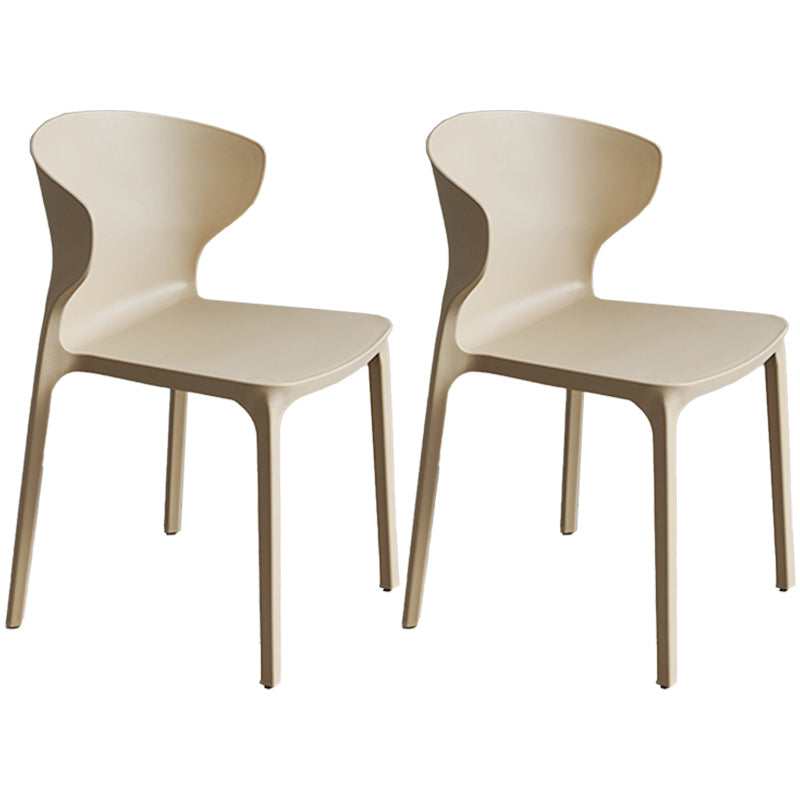 Scandinavian Style Plastic Dining Armless Chair Solid Back Side Chairs for Home Use Khaki 2 Piece Set Clearhalo ' kitchen&dining_furn' 'Dining Chairs' 'Dining Tables & Seating' 'dining_chair' 'furn' 'furn_dining_chair' 'Furniture' 'furniture_dining_chair' 'Kitchen & Dining Furniture' 'kitchen' 3662911