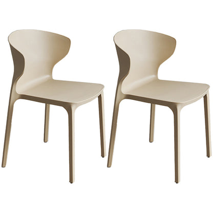 Scandinavian Style Plastic Dining Armless Chair Solid Back Side Chairs for Home Use Khaki 2 Piece Set Clearhalo ' kitchen&dining_furn' 'Dining Chairs' 'Dining Tables & Seating' 'dining_chair' 'furn' 'furn_dining_chair' 'Furniture' 'furniture_dining_chair' 'Kitchen & Dining Furniture' 'kitchen' 3662911