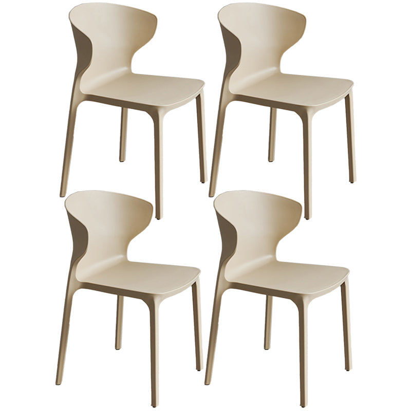 Scandinavian Style Plastic Dining Armless Chair Solid Back Side Chairs for Home Use Khaki 4 Piece Set Clearhalo ' kitchen&dining_furn' 'Dining Chairs' 'Dining Tables & Seating' 'dining_chair' 'furn' 'furn_dining_chair' 'Furniture' 'furniture_dining_chair' 'Kitchen & Dining Furniture' 'kitchen' 3662913