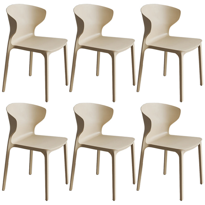 Scandinavian Style Plastic Dining Armless Chair Solid Back Side Chairs for Home Use Khaki 6 Piece Set Clearhalo ' kitchen&dining_furn' 'Dining Chairs' 'Dining Tables & Seating' 'dining_chair' 'furn' 'furn_dining_chair' 'Furniture' 'furniture_dining_chair' 'Kitchen & Dining Furniture' 'kitchen' 3662916