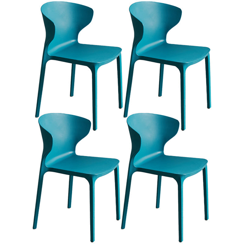 Scandinavian Style Plastic Dining Armless Chair Solid Back Side Chairs for Home Use Peacock Blue 4 Piece Set Clearhalo ' kitchen&dining_furn' 'Dining Chairs' 'Dining Tables & Seating' 'dining_chair' 'furn' 'furn_dining_chair' 'Furniture' 'furniture_dining_chair' 'Kitchen & Dining Furniture' 'kitchen' 3662919