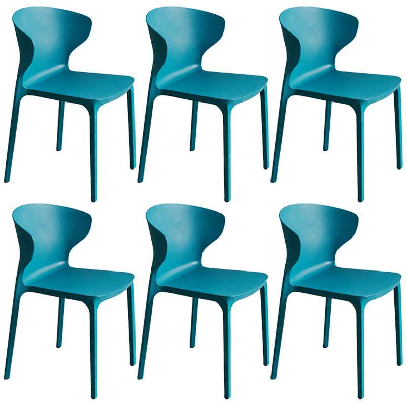Scandinavian Style Plastic Dining Armless Chair Solid Back Side Chairs for Home Use Peacock Blue 6 Piece Set Clearhalo ' kitchen&dining_furn' 'Dining Chairs' 'Dining Tables & Seating' 'dining_chair' 'furn' 'furn_dining_chair' 'Furniture' 'furniture_dining_chair' 'Kitchen & Dining Furniture' 'kitchen' 3662920