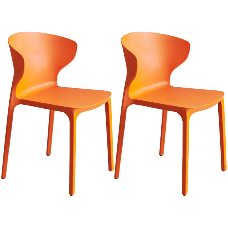 Scandinavian Style Plastic Dining Armless Chair Solid Back Side Chairs for Home Use Orange 2 Piece Set Clearhalo ' kitchen&dining_furn' 'Dining Chairs' 'Dining Tables & Seating' 'dining_chair' 'furn' 'furn_dining_chair' 'Furniture' 'furniture_dining_chair' 'Kitchen & Dining Furniture' 'kitchen' 3662924