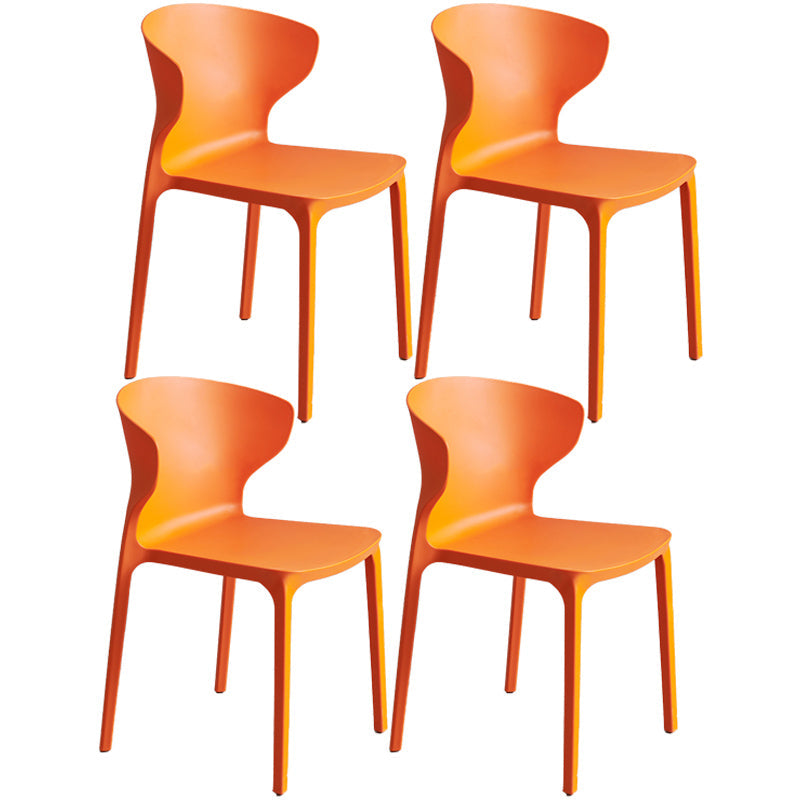 Scandinavian Style Plastic Dining Armless Chair Solid Back Side Chairs for Home Use Orange 4 Piece Set Clearhalo ' kitchen&dining_furn' 'Dining Chairs' 'Dining Tables & Seating' 'dining_chair' 'furn' 'furn_dining_chair' 'Furniture' 'furniture_dining_chair' 'Kitchen & Dining Furniture' 'kitchen' 3662925