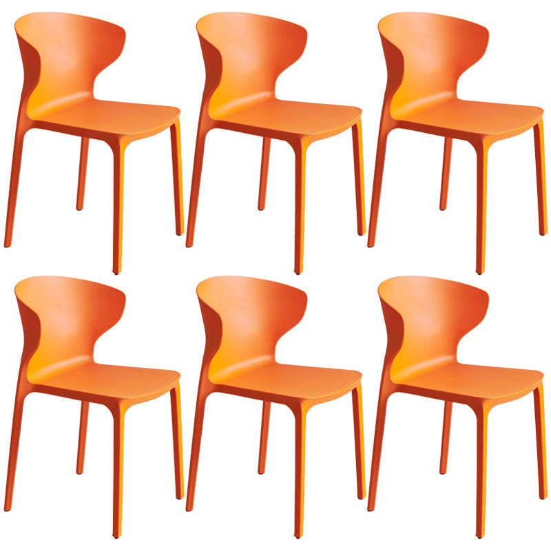 Scandinavian Style Plastic Dining Armless Chair Solid Back Side Chairs for Home Use Orange 6 Piece Set Clearhalo ' kitchen&dining_furn' 'Dining Chairs' 'Dining Tables & Seating' 'dining_chair' 'furn' 'furn_dining_chair' 'Furniture' 'furniture_dining_chair' 'Kitchen & Dining Furniture' 'kitchen' 3662926