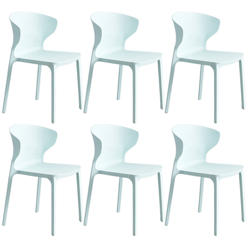 Scandinavian Style Plastic Dining Armless Chair Solid Back Side Chairs for Home Use Dark Blue 6 Piece Set Clearhalo ' kitchen&dining_furn' 'Dining Chairs' 'Dining Tables & Seating' 'dining_chair' 'furn' 'furn_dining_chair' 'Furniture' 'furniture_dining_chair' 'Kitchen & Dining Furniture' 'kitchen' 3662929