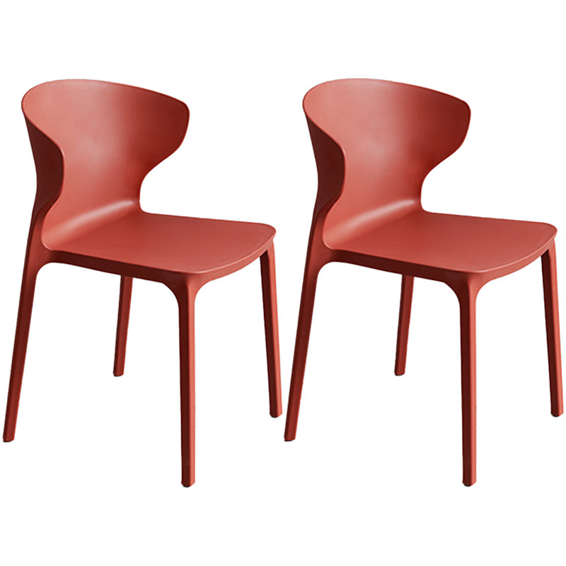 Scandinavian Style Plastic Dining Armless Chair Solid Back Side Chairs for Home Use Burgundy 2 Piece Set Clearhalo ' kitchen&dining_furn' 'Dining Chairs' 'Dining Tables & Seating' 'dining_chair' 'furn' 'furn_dining_chair' 'Furniture' 'furniture_dining_chair' 'Kitchen & Dining Furniture' 'kitchen' 3662930
