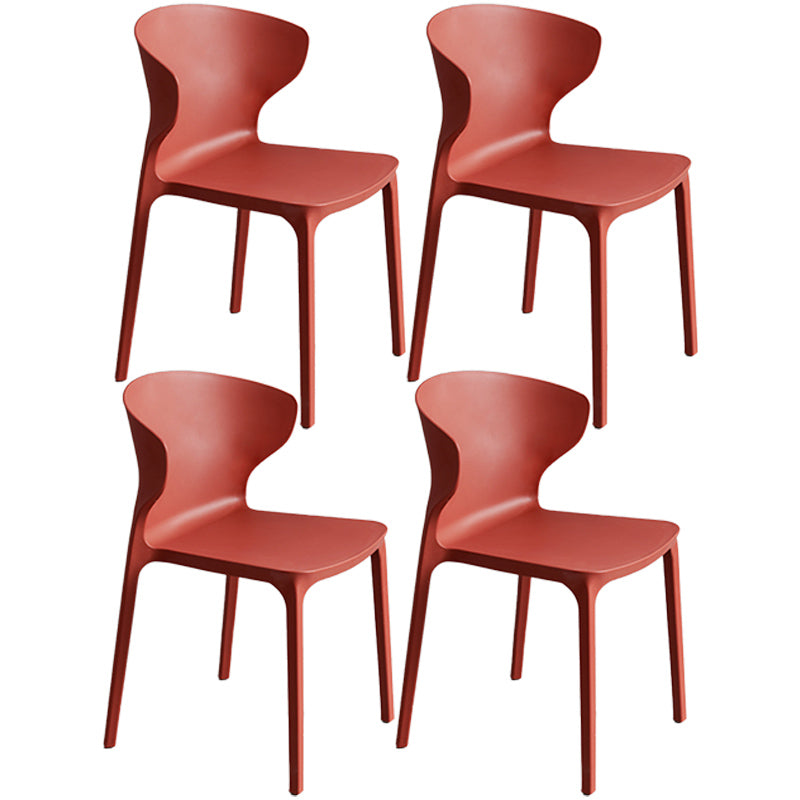 Scandinavian Style Plastic Dining Armless Chair Solid Back Side Chairs for Home Use Burgundy 4 Piece Set Clearhalo ' kitchen&dining_furn' 'Dining Chairs' 'Dining Tables & Seating' 'dining_chair' 'furn' 'furn_dining_chair' 'Furniture' 'furniture_dining_chair' 'Kitchen & Dining Furniture' 'kitchen' 3662931