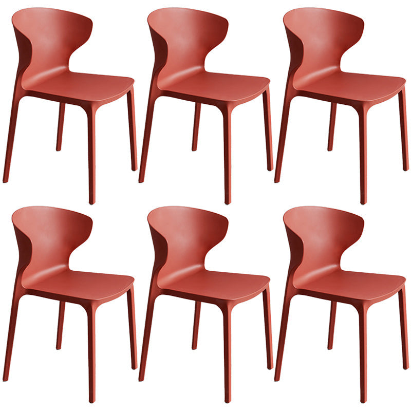 Scandinavian Style Plastic Dining Armless Chair Solid Back Side Chairs for Home Use Burgundy 6 Piece Set Clearhalo ' kitchen&dining_furn' 'Dining Chairs' 'Dining Tables & Seating' 'dining_chair' 'furn' 'furn_dining_chair' 'Furniture' 'furniture_dining_chair' 'Kitchen & Dining Furniture' 'kitchen' 3662932