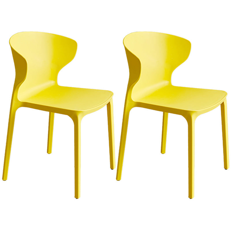 Scandinavian Style Plastic Dining Armless Chair Solid Back Side Chairs for Home Use Yellow 2 Piece Set Clearhalo ' kitchen&dining_furn' 'Dining Chairs' 'Dining Tables & Seating' 'dining_chair' 'furn' 'furn_dining_chair' 'Furniture' 'furniture_dining_chair' 'Kitchen & Dining Furniture' 'kitchen' 3662933