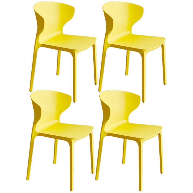 Scandinavian Style Plastic Dining Armless Chair Solid Back Side Chairs for Home Use Yellow 4 Piece Set Clearhalo ' kitchen&dining_furn' 'Dining Chairs' 'Dining Tables & Seating' 'dining_chair' 'furn' 'furn_dining_chair' 'Furniture' 'furniture_dining_chair' 'Kitchen & Dining Furniture' 'kitchen' 3662934
