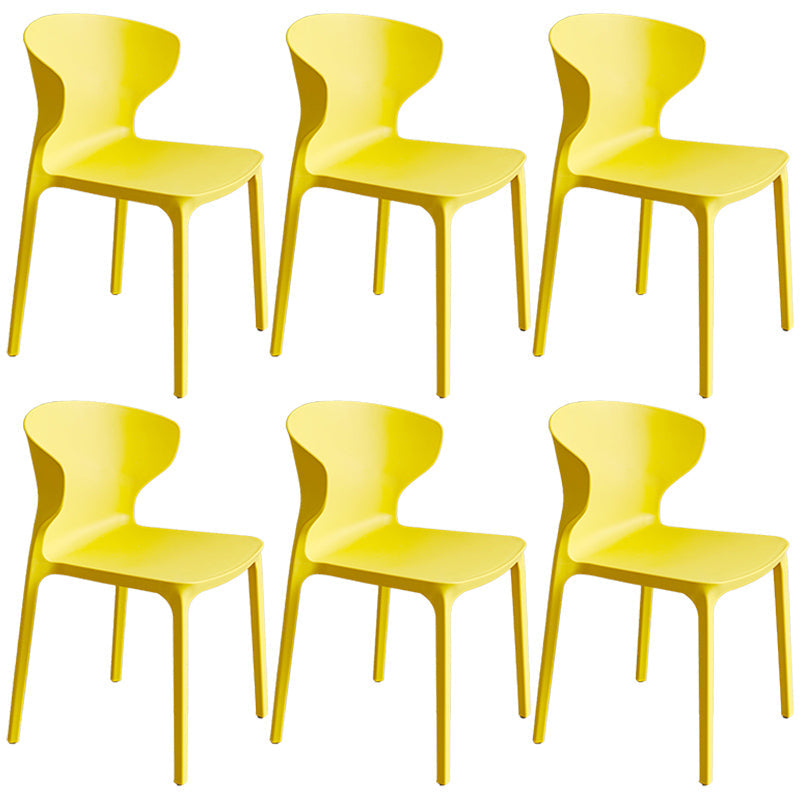 Scandinavian Style Plastic Dining Armless Chair Solid Back Side Chairs for Home Use Yellow 6 Piece Set Clearhalo ' kitchen&dining_furn' 'Dining Chairs' 'Dining Tables & Seating' 'dining_chair' 'furn' 'furn_dining_chair' 'Furniture' 'furniture_dining_chair' 'Kitchen & Dining Furniture' 'kitchen' 3662935
