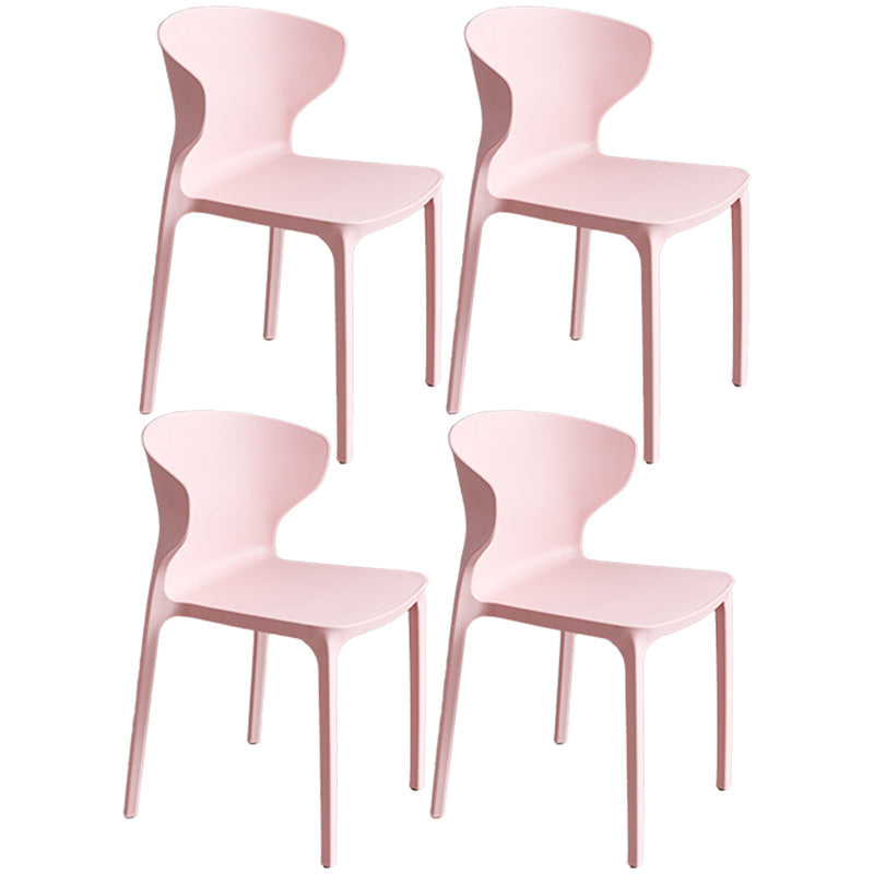 Scandinavian Style Plastic Dining Armless Chair Solid Back Side Chairs for Home Use Pink 4 Piece Set Clearhalo ' kitchen&dining_furn' 'Dining Chairs' 'Dining Tables & Seating' 'dining_chair' 'furn' 'furn_dining_chair' 'Furniture' 'furniture_dining_chair' 'Kitchen & Dining Furniture' 'kitchen' 3662937