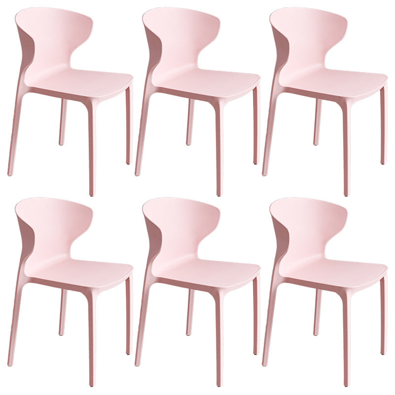 Scandinavian Style Plastic Dining Armless Chair Solid Back Side Chairs for Home Use Pink 6 Piece Set Clearhalo ' kitchen&dining_furn' 'Dining Chairs' 'Dining Tables & Seating' 'dining_chair' 'furn' 'furn_dining_chair' 'Furniture' 'furniture_dining_chair' 'Kitchen & Dining Furniture' 'kitchen' 3662938