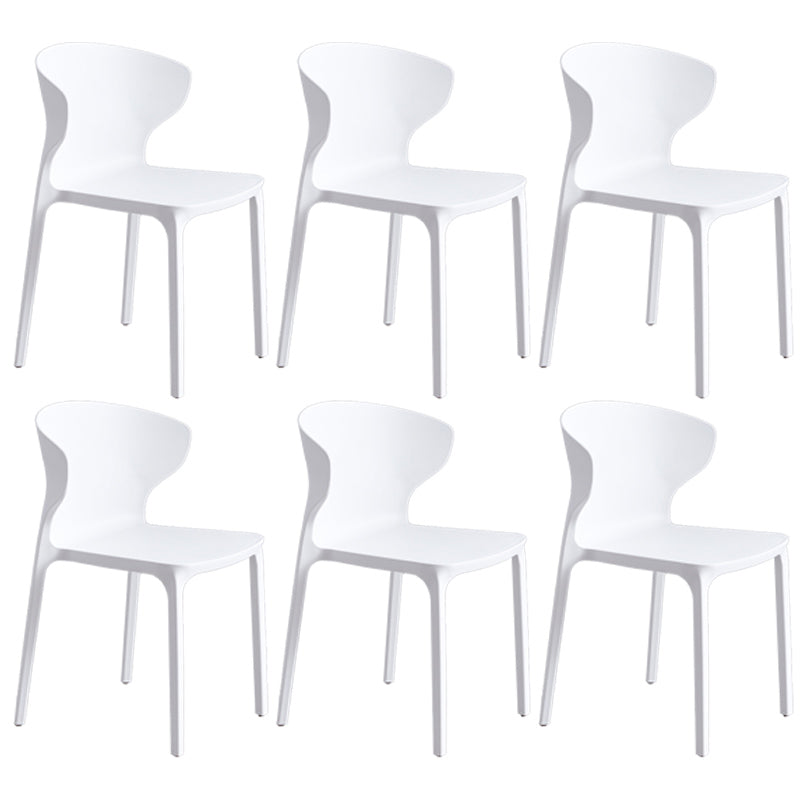 Scandinavian Style Plastic Dining Armless Chair Solid Back Side Chairs for Home Use White 6 Piece Set Clearhalo ' kitchen&dining_furn' 'Dining Chairs' 'Dining Tables & Seating' 'dining_chair' 'furn' 'furn_dining_chair' 'Furniture' 'furniture_dining_chair' 'Kitchen & Dining Furniture' 'kitchen' 3662944