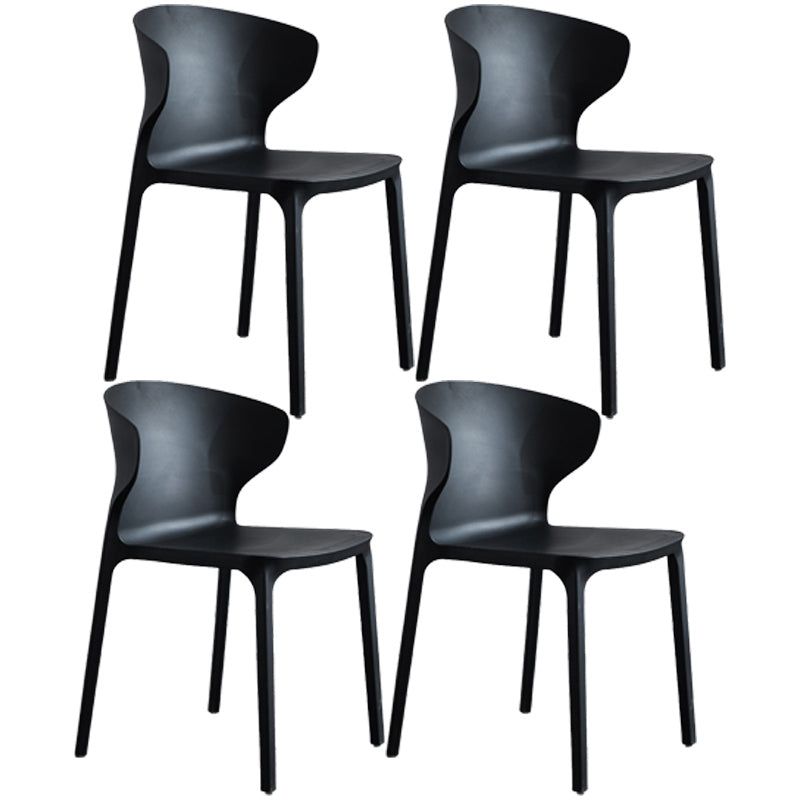 Scandinavian Style Plastic Dining Armless Chair Solid Back Side Chairs for Home Use Black 4 Piece Set Clearhalo ' kitchen&dining_furn' 'Dining Chairs' 'Dining Tables & Seating' 'dining_chair' 'furn' 'furn_dining_chair' 'Furniture' 'furniture_dining_chair' 'Kitchen & Dining Furniture' 'kitchen' 3662946
