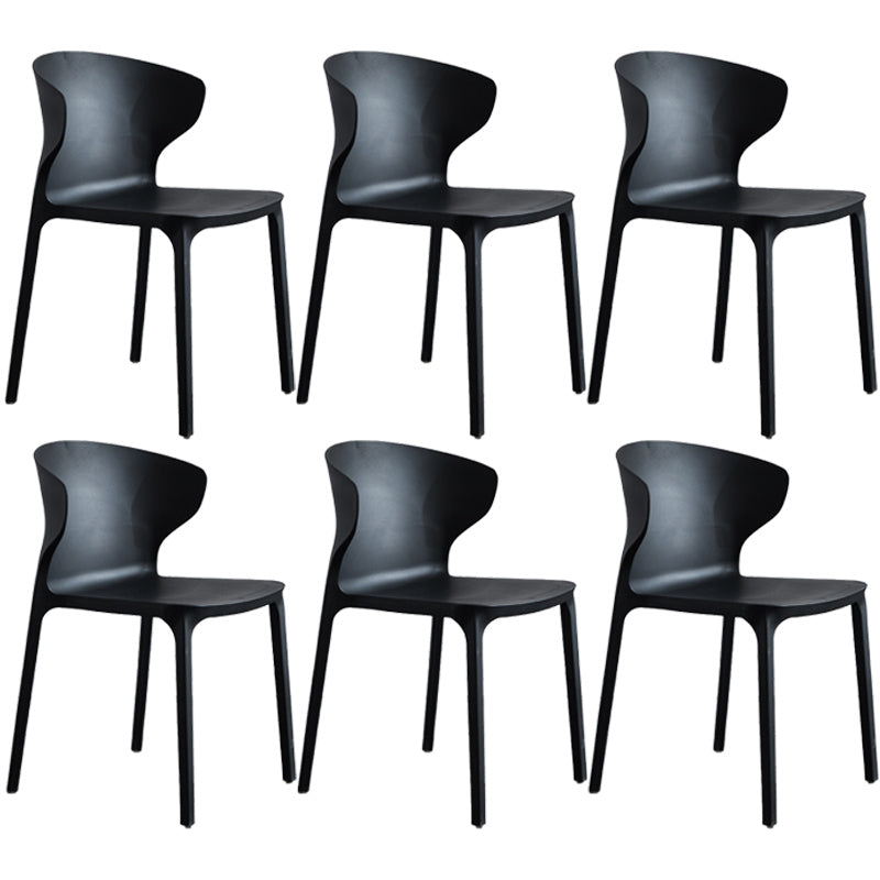 Scandinavian Style Plastic Dining Armless Chair Solid Back Side Chairs for Home Use Black 6 Piece Set Clearhalo ' kitchen&dining_furn' 'Dining Chairs' 'Dining Tables & Seating' 'dining_chair' 'furn' 'furn_dining_chair' 'Furniture' 'furniture_dining_chair' 'Kitchen & Dining Furniture' 'kitchen' 3662947
