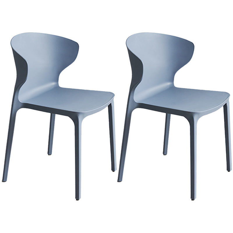 Scandinavian Style Plastic Dining Armless Chair Solid Back Side Chairs for Home Use Dark Gray-Black 2 Piece Set Clearhalo ' kitchen&dining_furn' 'Dining Chairs' 'Dining Tables & Seating' 'dining_chair' 'furn' 'furn_dining_chair' 'Furniture' 'furniture_dining_chair' 'Kitchen & Dining Furniture' 'kitchen' 3662948
