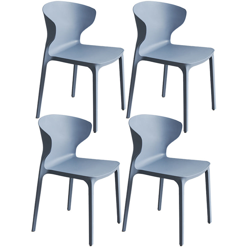 Scandinavian Style Plastic Dining Armless Chair Solid Back Side Chairs for Home Use Dark Gray-Black 4 Piece Set Clearhalo ' kitchen&dining_furn' 'Dining Chairs' 'Dining Tables & Seating' 'dining_chair' 'furn' 'furn_dining_chair' 'Furniture' 'furniture_dining_chair' 'Kitchen & Dining Furniture' 'kitchen' 3662949