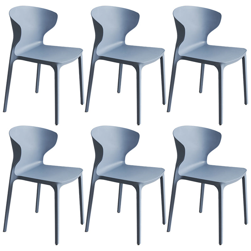 Scandinavian Style Plastic Dining Armless Chair Solid Back Side Chairs for Home Use Dark Gray-Black 6 Piece Set Clearhalo ' kitchen&dining_furn' 'Dining Chairs' 'Dining Tables & Seating' 'dining_chair' 'furn' 'furn_dining_chair' 'Furniture' 'furniture_dining_chair' 'Kitchen & Dining Furniture' 'kitchen' 3662950