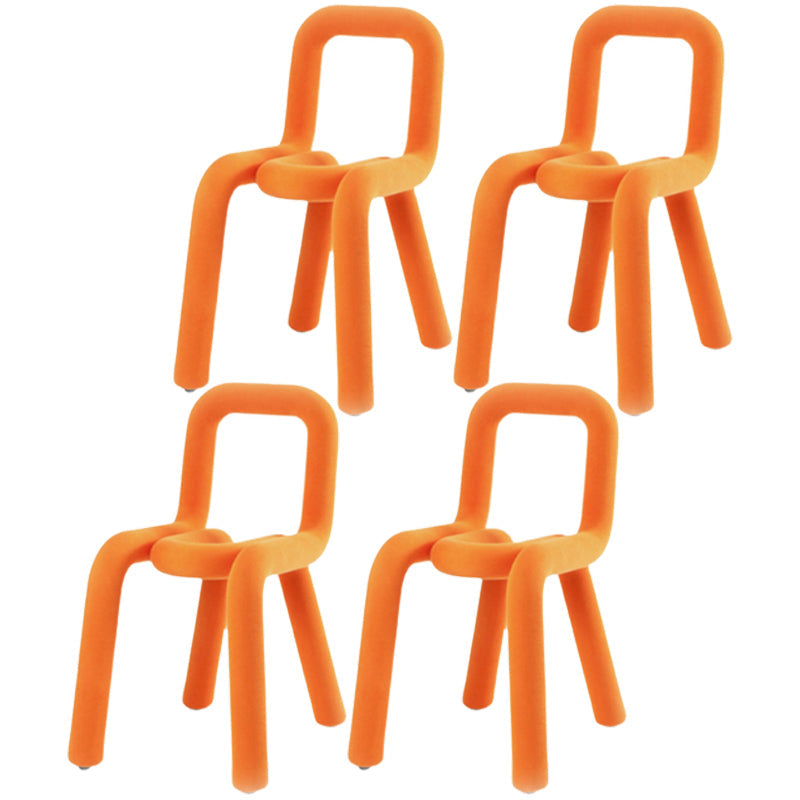 Modern Indoor-Outdoor Side Chair Multicolor Open Back Side Dining Chairs Orange 4 Piece Set Clearhalo ' kitchen&dining_furn' 'Dining Chairs' 'Dining Tables & Seating' 'dining_chair' 'furn' 'furn_dining_chair' 'Furniture' 'furniture_dining_chair' 'Kitchen & Dining Furniture' 'kitchen' 3662959