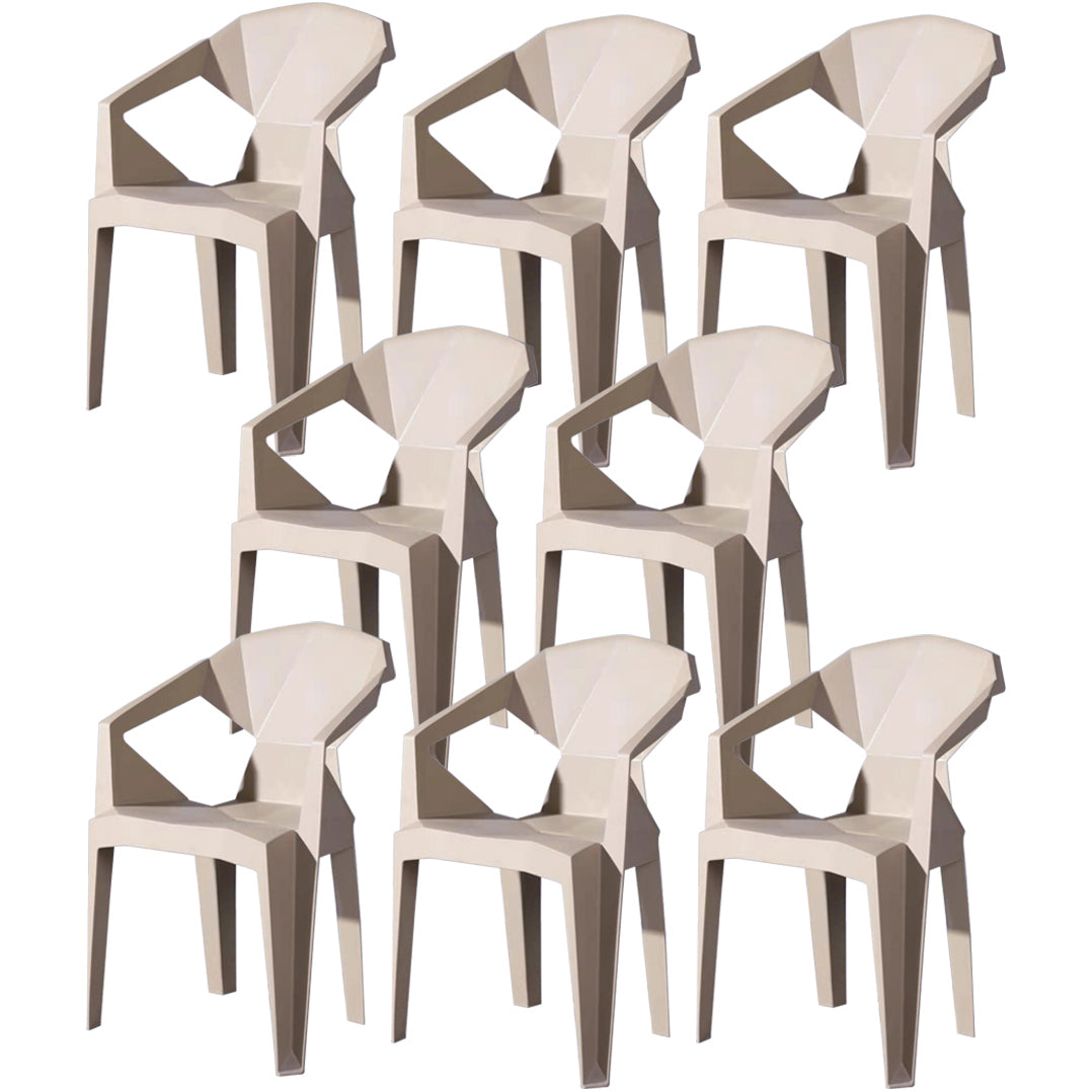 Scandinavian Plastic Dining Armchair Solid Back Side Chair for Home Use Khaki 8 Piece Set Clearhalo ' kitchen&dining_furn' 'Dining Chairs' 'Dining Tables & Seating' 'dining_chair' 'furn' 'furn_dining_chair' 'Furniture' 'furniture_dining_chair' 'Kitchen & Dining Furniture' 'kitchen' 3663000
