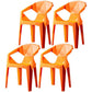 Scandinavian Plastic Dining Armchair Solid Back Side Chair for Home Use Orange 4 Piece Set Clearhalo ' kitchen&dining_furn' 'Dining Chairs' 'Dining Tables & Seating' 'dining_chair' 'furn' 'furn_dining_chair' 'Furniture' 'furniture_dining_chair' 'Kitchen & Dining Furniture' 'kitchen' 3663002