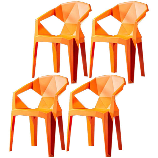 Scandinavian Plastic Dining Armchair Solid Back Side Chair for Home Use Orange 4 Piece Set Clearhalo ' kitchen&dining_furn' 'Dining Chairs' 'Dining Tables & Seating' 'dining_chair' 'furn' 'furn_dining_chair' 'Furniture' 'furniture_dining_chair' 'Kitchen & Dining Furniture' 'kitchen' 3663002