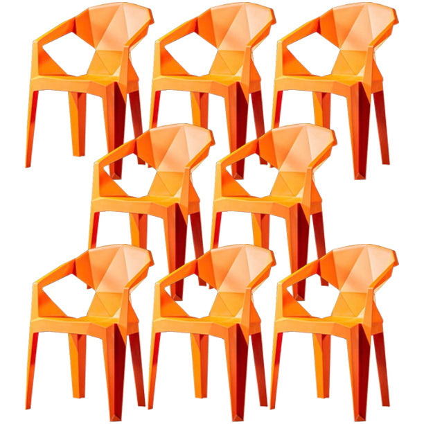 Scandinavian Plastic Dining Armchair Solid Back Side Chair for Home Use Orange 8 Piece Set Clearhalo ' kitchen&dining_furn' 'Dining Chairs' 'Dining Tables & Seating' 'dining_chair' 'furn' 'furn_dining_chair' 'Furniture' 'furniture_dining_chair' 'Kitchen & Dining Furniture' 'kitchen' 3663003