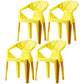 Scandinavian Plastic Dining Armchair Solid Back Side Chair for Home Use Yellow 4 Piece Set Clearhalo ' kitchen&dining_furn' 'Dining Chairs' 'Dining Tables & Seating' 'dining_chair' 'furn' 'furn_dining_chair' 'Furniture' 'furniture_dining_chair' 'Kitchen & Dining Furniture' 'kitchen' 3663005