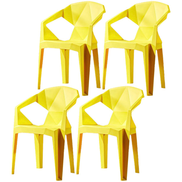 Scandinavian Plastic Dining Armchair Solid Back Side Chair for Home Use Yellow 4 Piece Set Clearhalo ' kitchen&dining_furn' 'Dining Chairs' 'Dining Tables & Seating' 'dining_chair' 'furn' 'furn_dining_chair' 'Furniture' 'furniture_dining_chair' 'Kitchen & Dining Furniture' 'kitchen' 3663005