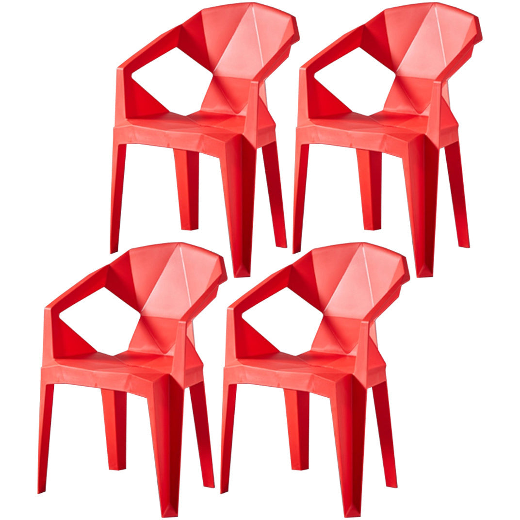 Scandinavian Plastic Dining Armchair Solid Back Side Chair for Home Use Red 4 Piece Set Clearhalo ' kitchen&dining_furn' 'Dining Chairs' 'Dining Tables & Seating' 'dining_chair' 'furn' 'furn_dining_chair' 'Furniture' 'furniture_dining_chair' 'Kitchen & Dining Furniture' 'kitchen' 3663020