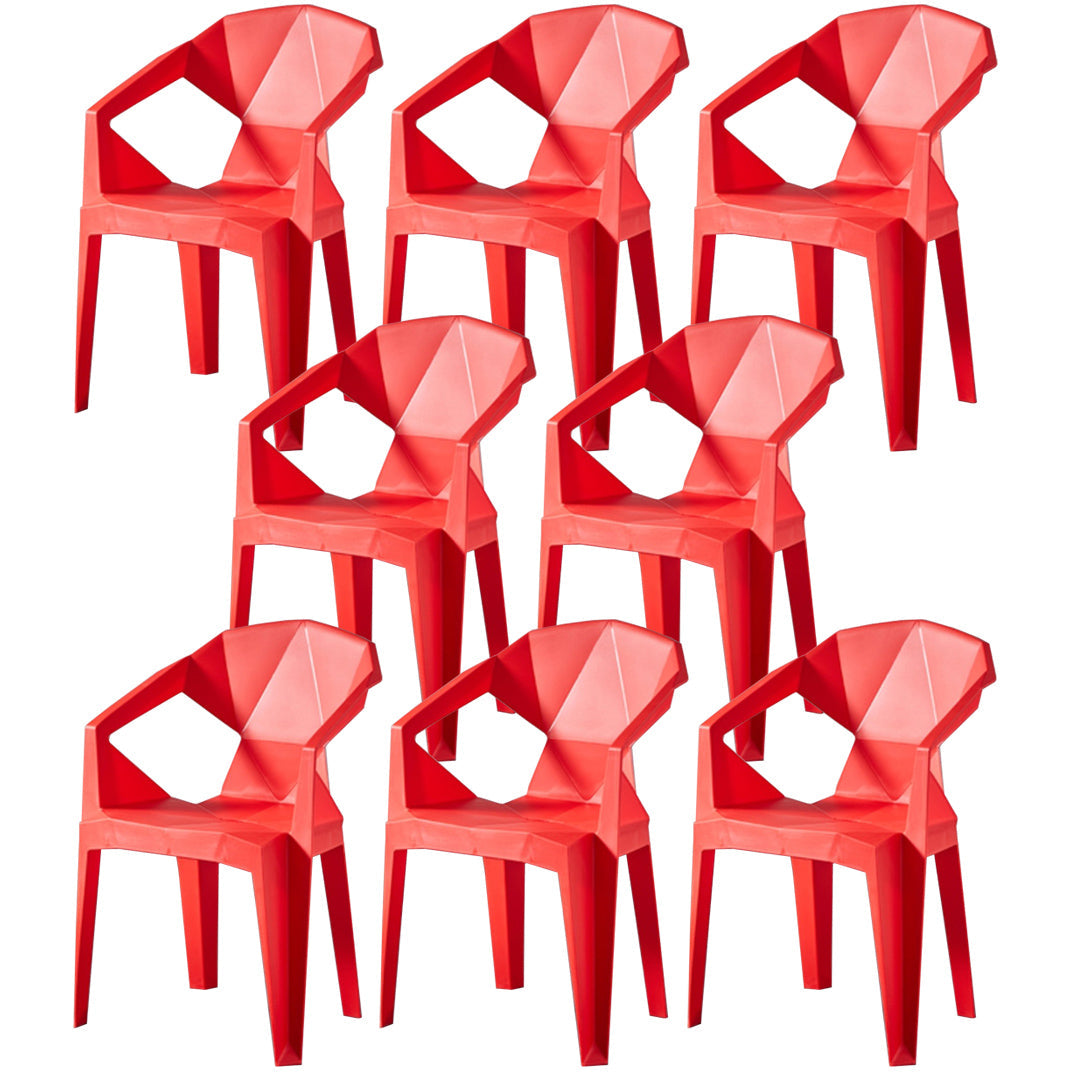 Scandinavian Plastic Dining Armchair Solid Back Side Chair for Home Use Red 8 Piece Set Clearhalo ' kitchen&dining_furn' 'Dining Chairs' 'Dining Tables & Seating' 'dining_chair' 'furn' 'furn_dining_chair' 'Furniture' 'furniture_dining_chair' 'Kitchen & Dining Furniture' 'kitchen' 3663021