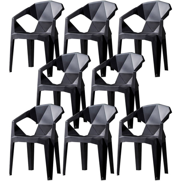 Scandinavian Plastic Dining Armchair Solid Back Side Chair for Home Use Black 8 Piece Set Clearhalo ' kitchen&dining_furn' 'Dining Chairs' 'Dining Tables & Seating' 'dining_chair' 'furn' 'furn_dining_chair' 'Furniture' 'furniture_dining_chair' 'Kitchen & Dining Furniture' 'kitchen' 3663023