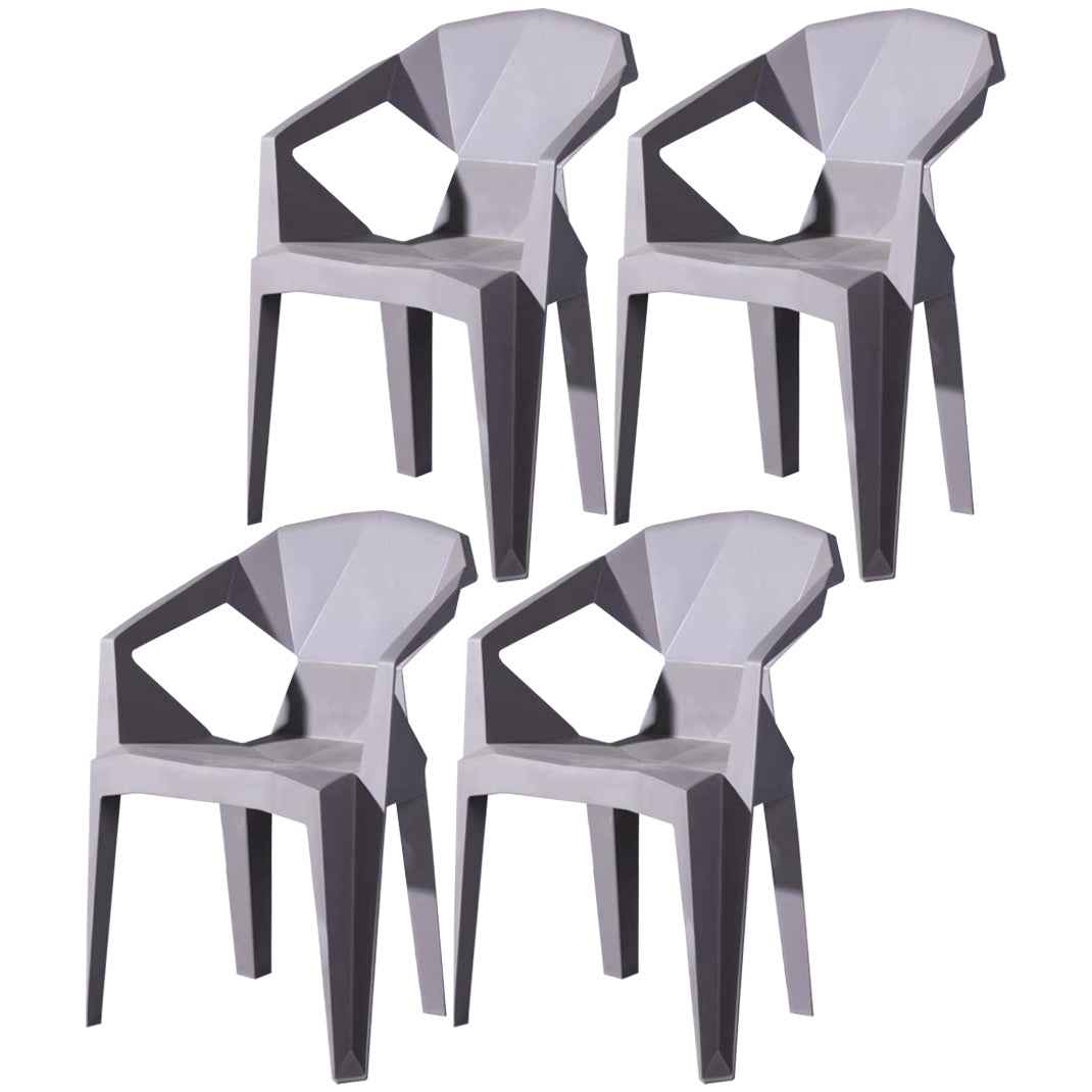 Scandinavian Plastic Dining Armchair Solid Back Side Chair for Home Use Grey 4 Piece Set Clearhalo ' kitchen&dining_furn' 'Dining Chairs' 'Dining Tables & Seating' 'dining_chair' 'furn' 'furn_dining_chair' 'Furniture' 'furniture_dining_chair' 'Kitchen & Dining Furniture' 'kitchen' 3663024