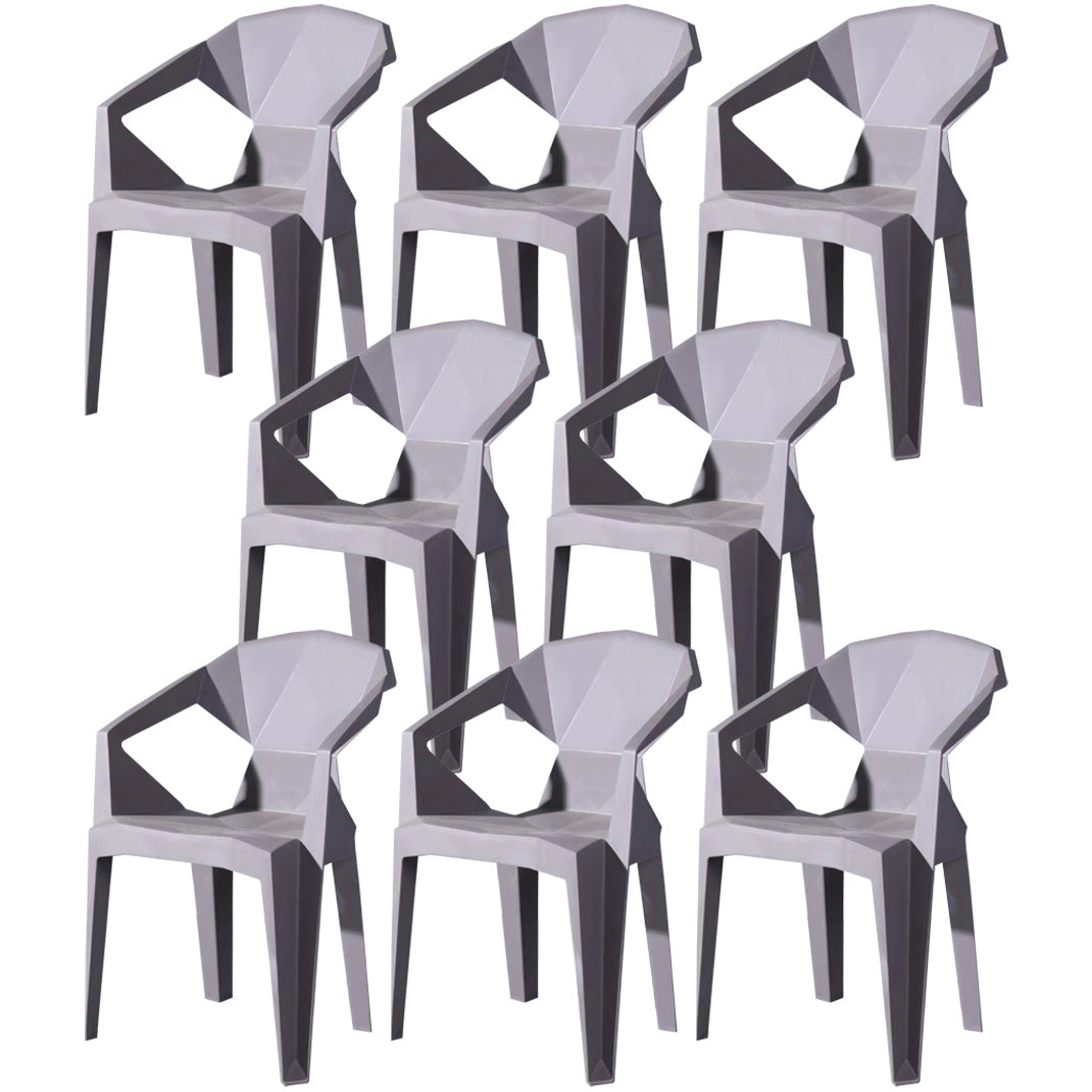 Scandinavian Plastic Dining Armchair Solid Back Side Chair for Home Use Grey 8 Piece Set Clearhalo ' kitchen&dining_furn' 'Dining Chairs' 'Dining Tables & Seating' 'dining_chair' 'furn' 'furn_dining_chair' 'Furniture' 'furniture_dining_chair' 'Kitchen & Dining Furniture' 'kitchen' 3663025