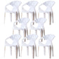 Scandinavian Plastic Dining Armchair Solid Back Side Chair for Home Use White 8 Piece Set Clearhalo ' kitchen&dining_furn' 'Dining Chairs' 'Dining Tables & Seating' 'dining_chair' 'furn' 'furn_dining_chair' 'Furniture' 'furniture_dining_chair' 'Kitchen & Dining Furniture' 'kitchen' 3663027