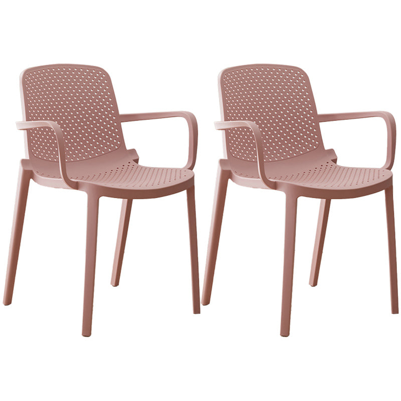Modern Plastic Solid Back Side Chair 32"H Acrylic Dining Chair for Restaurant Pink 2 Piece Set Clearhalo ' kitchen&dining_furn' 'Dining Chairs' 'Dining Tables & Seating' 'dining_chair' 'furn' 'furn_dining_chair' 'Furniture' 'furniture_dining_chair' 'Kitchen & Dining Furniture' 'kitchen' 3663035